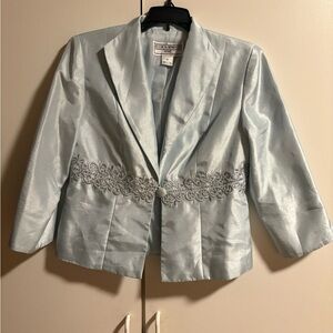 Jessica Howard Light Blue Blazer with Embroidered Detail